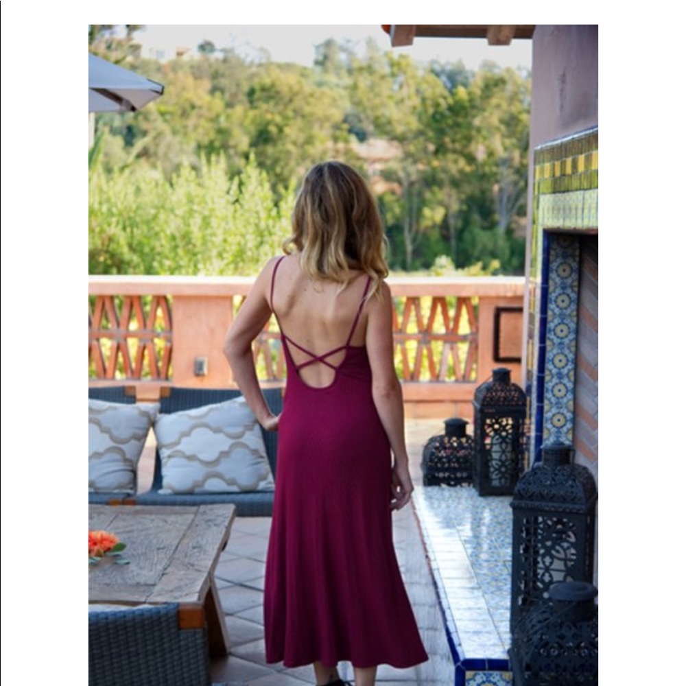 Lucy Love open back burgundy dress